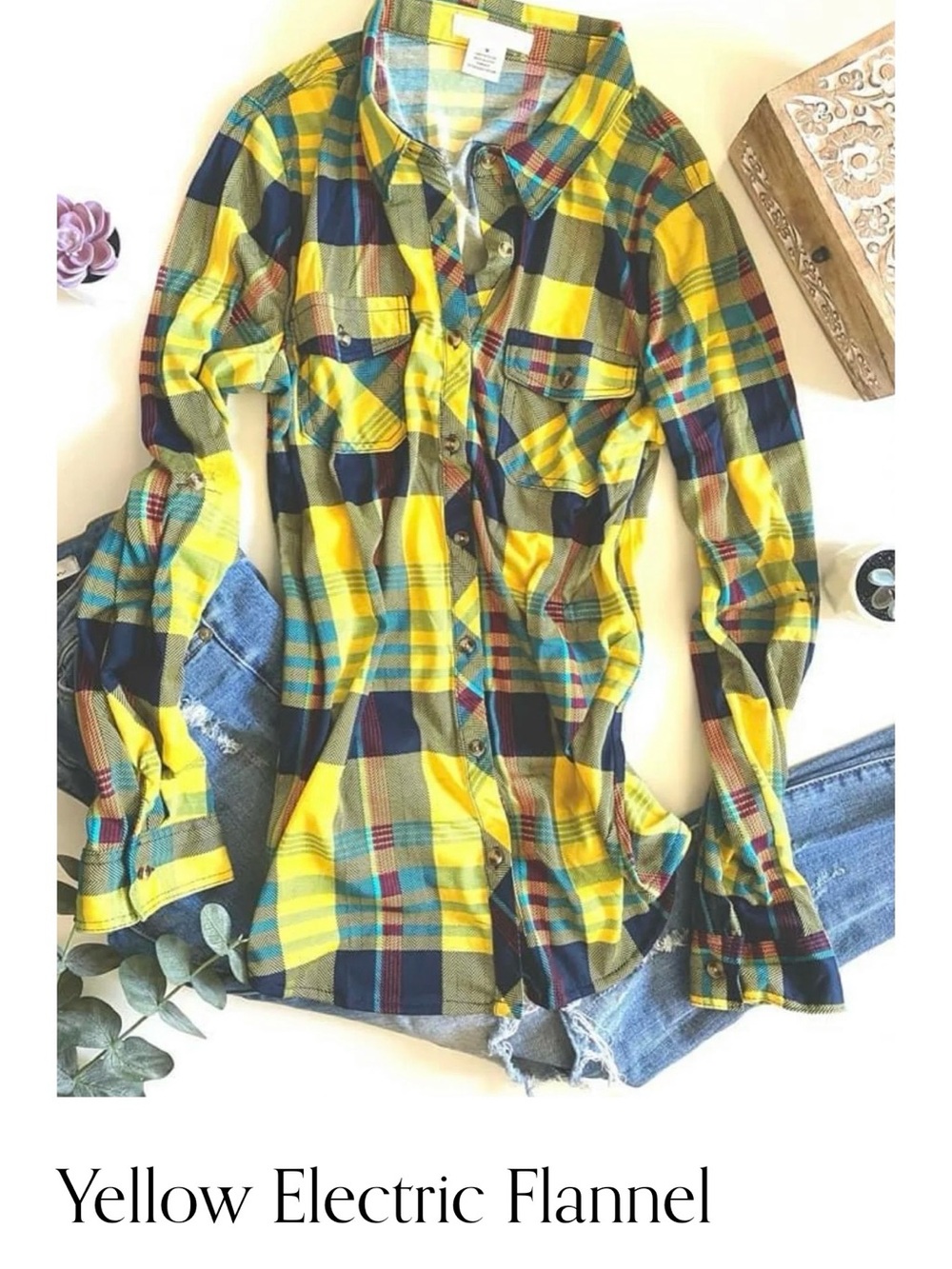Yellow Plaid Button-Down Shirt NWT